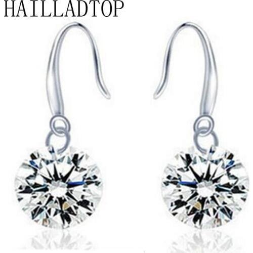 Crystal Ball Drop Earrings ELEMENTS Silver Color Jewelry Austrian Crystal Purple Drop Earrings Classic Wedding Earrings for Wome