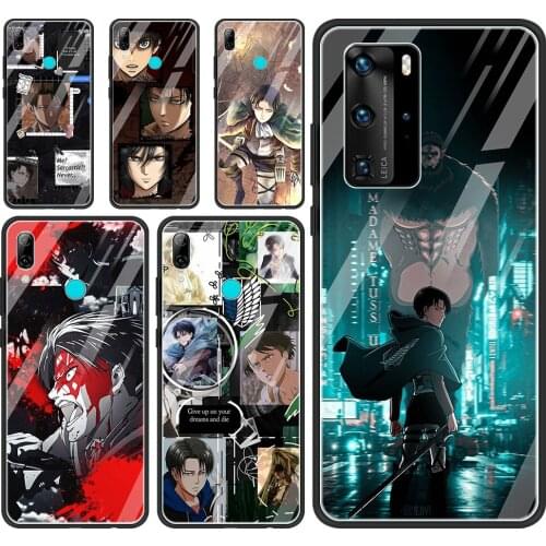 Japan Anime Attack On Titan Glass Case For Huawei P30 P40 P20 P10 Lite Pro Plus P Smart 2019 2020 2021 Capa Silicon Back Shell