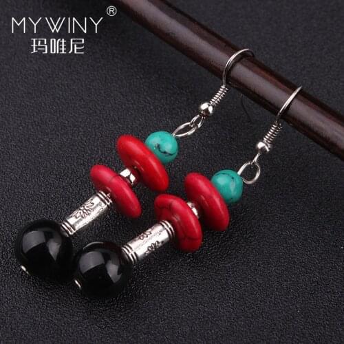 New vintage earrings thailand dangle earrings,women ethnic earrings fashion handmade tibetan silver stones earrings