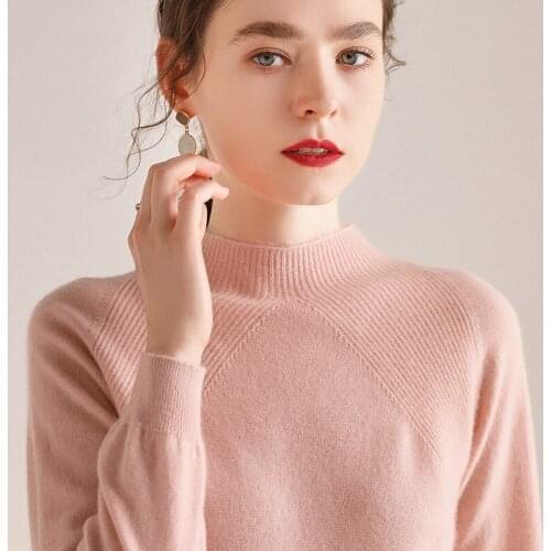 High Quality 100% Wool Autumn Winter European Style Women Fashion Sweater Knitted Pullovers Female Turtleneck Solid Warm Jumper