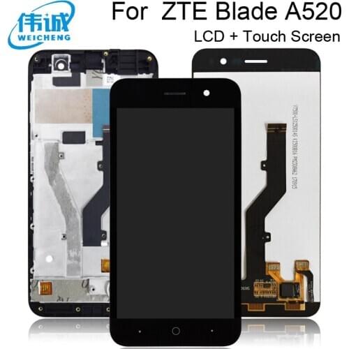 For ZTE Blade A520 LCD Display Touch Screen Replacment Digitizer With Frame Assembly Sensor LCD Panel For ZTE A520 A 520 display