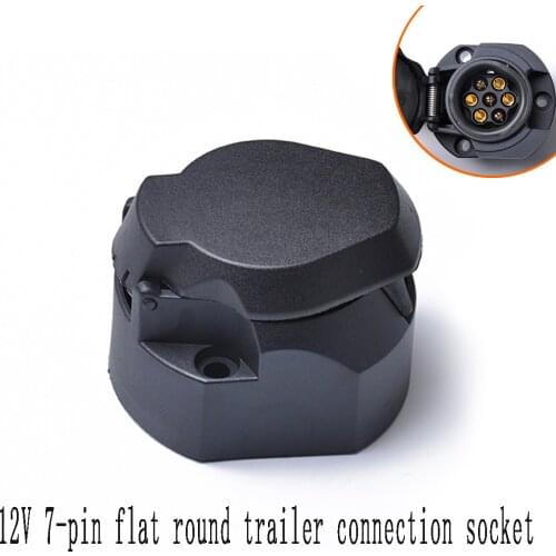 12V 7-pin Flat Round Trailer Connection Socket, European Standard, Truck Trailer Link, Flat Round Travel Trailer Rv Accessories