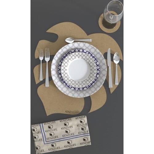 2pcs/set Solid Design Placemats With Coaster Non Slip Table Mats Kitchen Wood Mdf Accessories Home Pad Coaster Dining Table