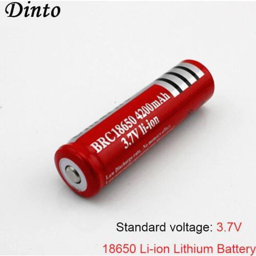 Dinto 2pcs BRC18650 Rechargeable 3.7V Li-ion Lithium Battery 4200mAh Batteries for Laser Pen LED Headlight Flashlight