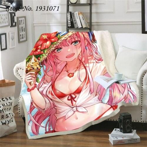 Darling In The FranXX 3D Blanket for Beds Hiking Picnic Thick Quilt Fashionable Bedspread Fleece Throw Blanket Adults Kids 02