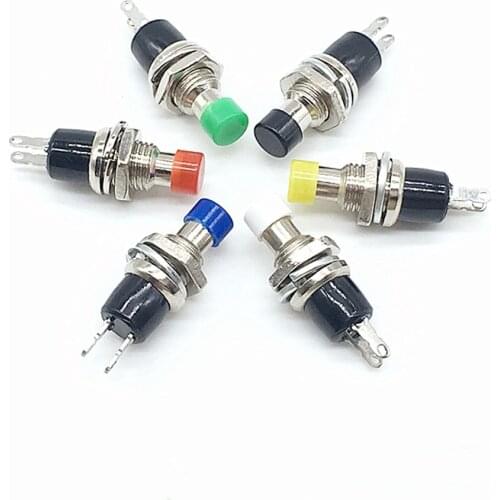 50Pcs NC(Normally Close) 7mm 2 Pins SPST Momentary Mini PushButton Switch RED GREEN WHITE BLACK YELLOW BLUE Press OFF Release ON