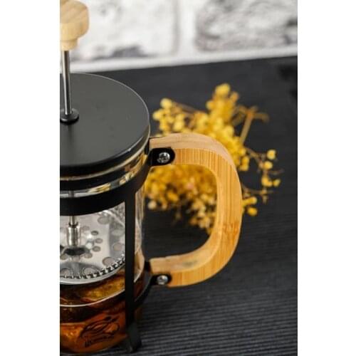 600 ml. French Press Eco-Friendly Bamboo Cover Coffee Plunger Tea Maker Percolator Filter Press Coffee Kettle Pot Glass Teapot