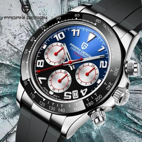 NEW PAGANI DESIGN Top Brand Men Watch Sapphire Luxury Men Chronograph Rubber Wristwatch Fashion Mens Watches relogio masculino