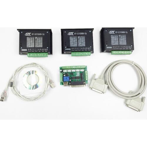 CNC Router 3 Axis Kit,TB6600 3 Axis mach3 Stepper Motor Driver Controller kit 5A + one 5 axis breakout board for nema23 motors