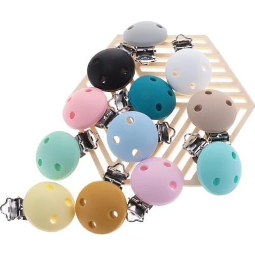 QHBC Mouse 50PCS Silicone Round Pacifier Chain Clips Accessories Baby Teether Chewing Holder Food Grade DIY BPA Free