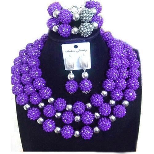 Dudo Store African Beads Necklace Women Set Beaded Balls 3 Layers Fine Jewelry Set Party Free Shipping 2019 Bridal Jewellery Set