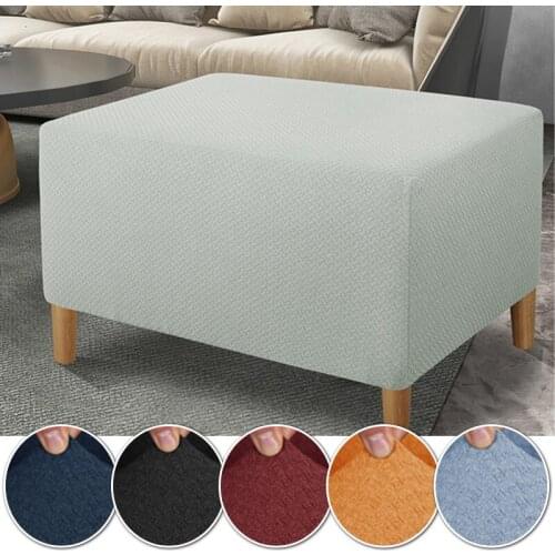 Elastic Footstool Cover Thicken All-inclusive Ottoman Cover Rectangle Stretch Jacquard Slipcovers Stool Protective Covers