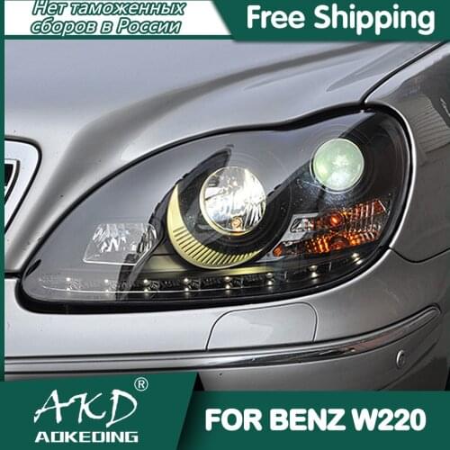 For Car BENZ W220 Headlights 1999-2005 DRL Day Running Light LED Bi Xenon Bulb Fog Lights Car Accessory S320 S350 S500 Head Lamp