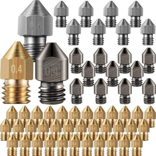 MK8 3D Printer Extruder Nozzle Hardened Steel, Brass Nozzle High Temperature Nozzles Compatible for Makerbot, Ender 3