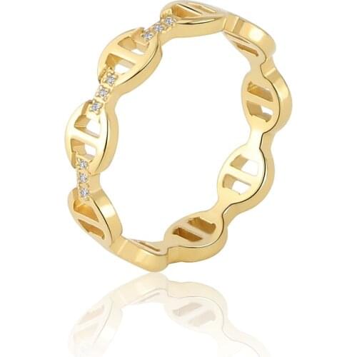 Beautiful Inlaid Zircon A Circle D Letter Ring Stainless Steel Gold Color Fashion Jewelry Party Gifts Anillos