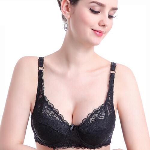 3/4 cup lace push up Adjustable bra large size sexy women underwear bralette thin section cup B bra for women