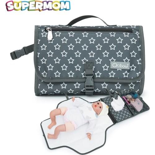 Portable Baby Changing Mat Infant Multifunction Diaper Changing Pad Newborn 2 IN 1 Waterproof Changing Pad Cover Storage Bag