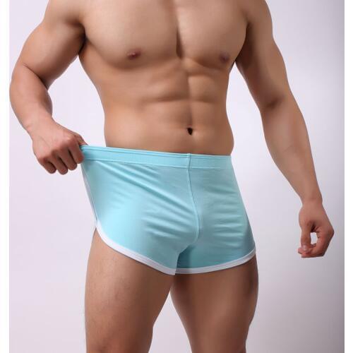 Men Cotton Casual Boxers Shorts Male Side Split Boxer Underwear Trunk Mens Sexy Loose Comfortable Pajamas Pants Home Shorts