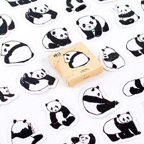 45Pcs/box Kawaii Panda Stationery Sticker Scrapbooking Seal Creative DIY Diary Journal Decorative Adhesive Paper Label Supplies