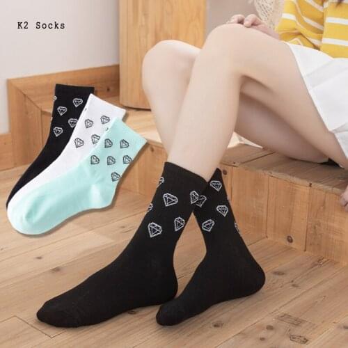 New Kawaii Diamond Socking Cotton Color Harajuku Fashion Simplicity Soft Hip Hop College Style Happy Funny Men and Women Socks