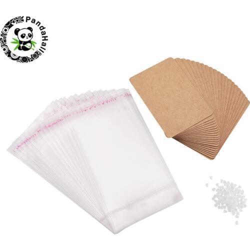 Pandahall 100sets Hook Earring Display Cards Plastic Ear Nuts Clear Self-adhesive Bag
