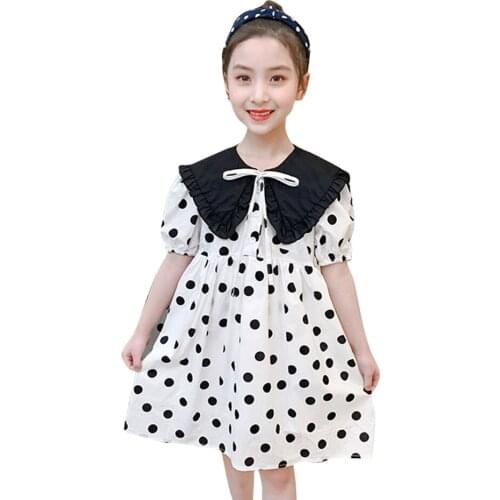 Dresses For Girls Dot Pattern Dress For Kids Girl Patchwork Dress Kids Summer Costume For Girls 6 8 10 12 14