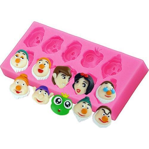 Rushed Fda Cake Decorating Tools New Snow White 7 Dwarfs Handmade Chocolate Cake Mold Bakeware Food Grade Liquid Green