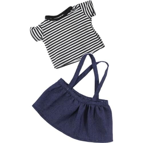 Lovely Suspender Skirt & Striped T-shirt Clothes for 18inch American Doll Doll Accessories