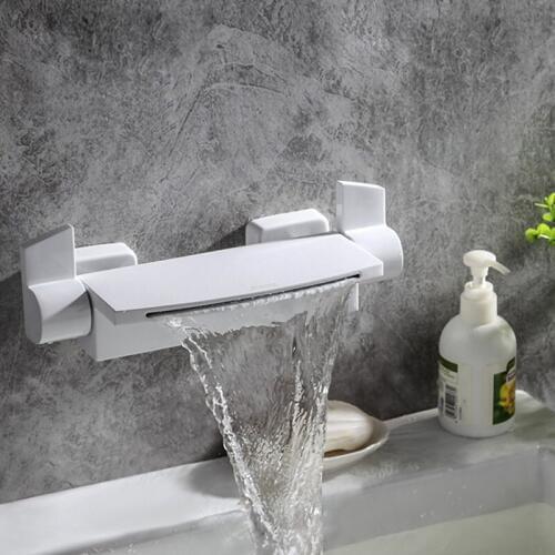 Bathroom Bathtub Faucets Waterfall Tub Faucet New Style White/Black/Gold Brass Dual Handles Dual Control Wall Mounted Mixer Tap