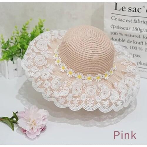 Parent-Child Summer Sunscreen Big Brim Beach Hat Fisherman Hat Children Lace Sun Hat Straw Hat Summer