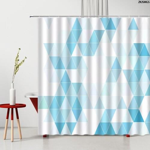 Modern Blue White Geometric Pattern Shower Curtains Creative Design Simple Nordic Home Decor Bathroom Bathtub Bath Curtain Hooks