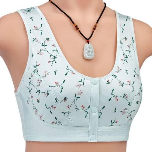 Convenient Front Button Bra Womens Wireless Cotton Underwear Super Thin Embroidered Lingerie Femme