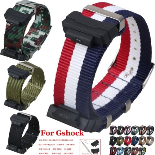Stripe Nylon Wrist Strap for Casio Gshock GA-110 300 GD120 DW6900 G-5600 GLS8900 GW-M5610 Band G-SHOCK Replacement Watchbands