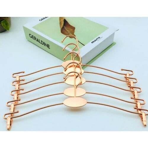 Rose Gold Metal Clothes Hanger with Clothespins Clip Bra Underwear Lingerie Panties Drying Hanger LX6803