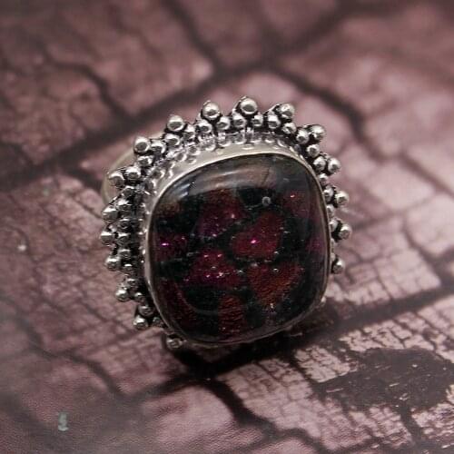 Solitaire Vintage New Dichroic Glass Band Ring Silver Color Antique Ring For Women Men Size 9 HD10