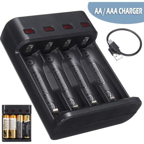 4 Slot Battery Charger Suitable for Ni-MH Ni-CD AA/AAA Rechargeable Batteries Intelligent Battery Charging Cable