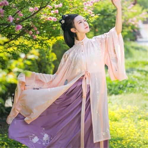 Women Elegant Hanfu Embroidery Fairy Ancient Oriental Style Ming Dynasty Dress Princess Photography Dress Retro Dance Costumes