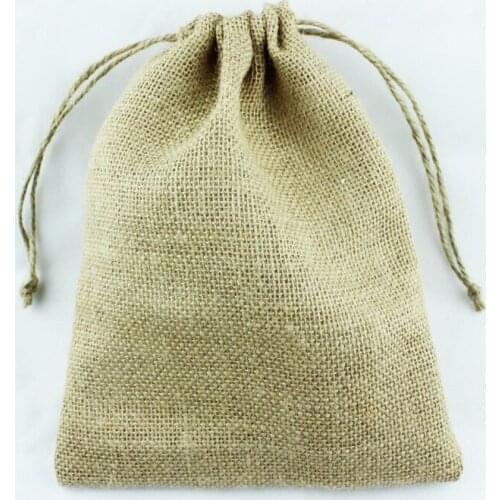 30pcs/lot) one line middle13x17cm/5*6.7inch 100% natural cute jute rope drawstring gift pouch bags recycle bag customize & logo