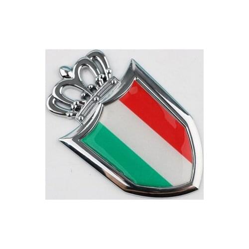 3D Auto Metal Chrome Italy Italian Flag Crown Shield Emblem Badges Decal Sticker Automobile Car Accessories