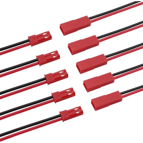 5Pairs JST Cable Connector 2 Pin Male Plug to Female Jack Socket Wire Connectors for LED Lamp Strip Battery DIY FPV Drone