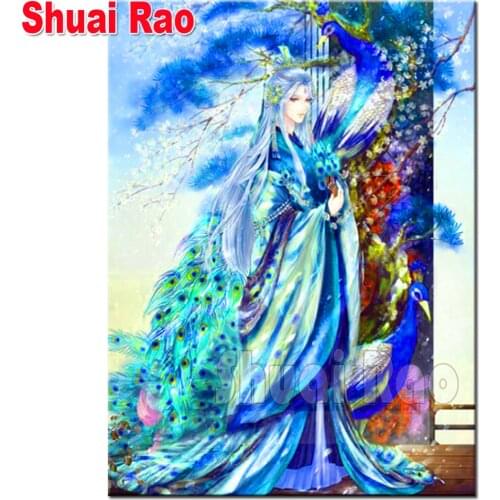 5d diy diamond painting Man Peacock cross stitch mosaic embroidery Full round square diamond Mosaic Anime garden,Top Gift