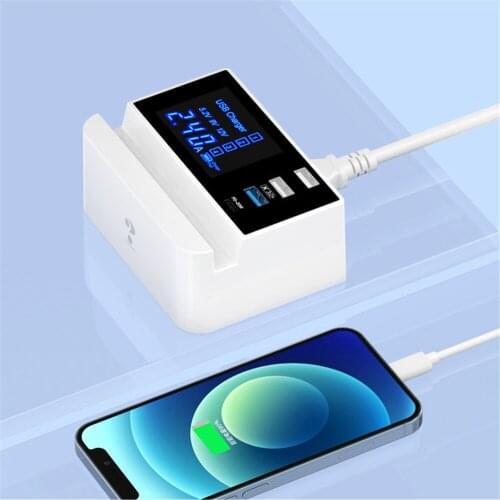 4USB Power Adaptor QC3.0 Fast Charger PD20W LED Display Charger Station 4Port USB Charger for iPhone Android Type-C Phone Tablet