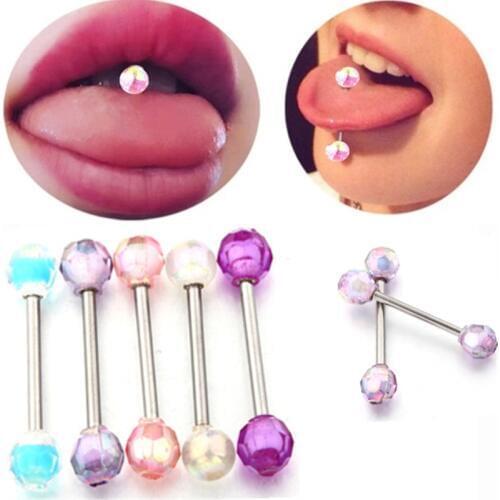 2Pcs Fluorescence Tongue Piercing Stainless Steel Tongue Barbell Nipple Piericng Ring Sexy Lengua Pircing Pezon Zungen Piercing