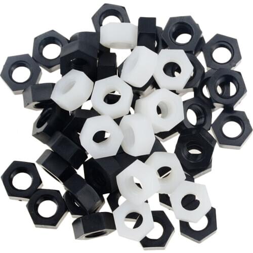 2PCS-50PCS Black/White DIN934 M2 M2.5 M3 M4 M5 M6 M8 M10 M12 M14 M16 M18 M20 Nylon Hex Nut Hexagon Plastic Nuts For Bolt Screw