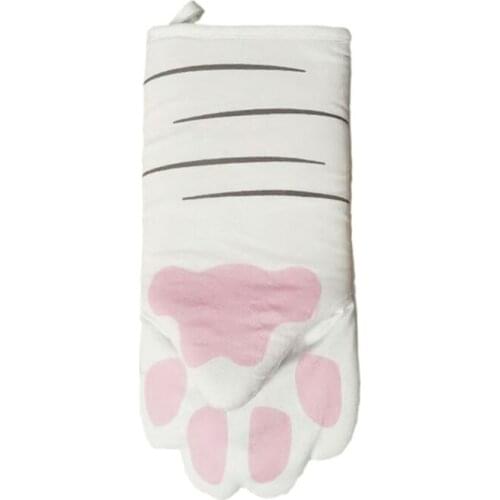Cat Paws Oven Mitten Cotton Baking Insulation Gloves Microwave Non-slip Gloves R7RC
