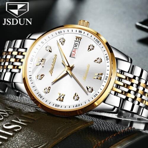 JSDUN 2021 Fashion Mechanical Watch Mens Brand Top Luxury All-steel Mens Watch Waterproof Date Week Dial Classic Watch 8904