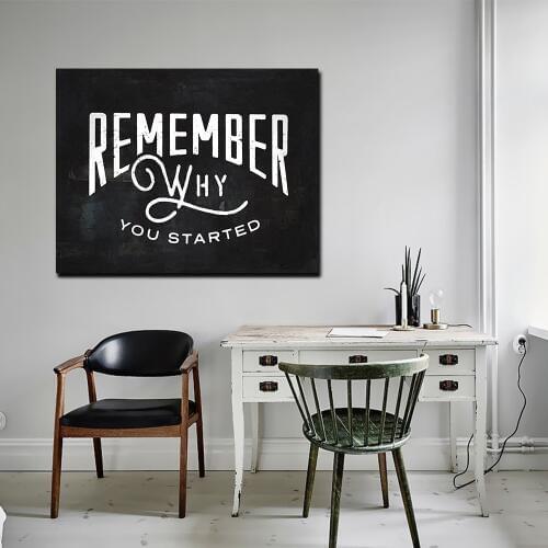 AAHH Text Canvas Painting Remember Why You Started Modern/ Pop Rember Why Quate Culture Canvas Wall Art Painting for Home Decor