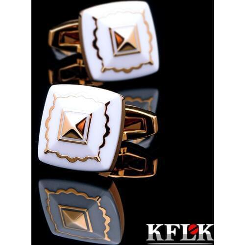 KFLK jewelry Fashion French shirt cufflink for mens Brand Cuff link Button High Quality Gold-color Wedding Groom guests