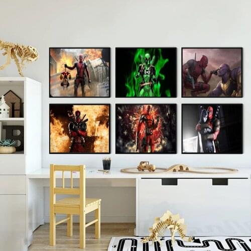 Classic Marvel Movie Deadpool Canvas Painting Abstract Comic Posters and Prints Wall Art Pictures for Living Room Decor Unframed
