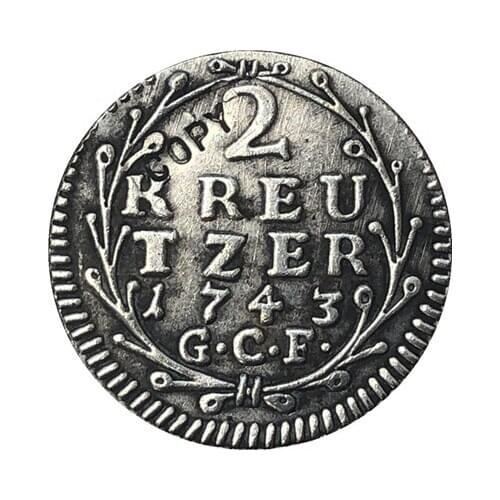 1743 German 2 Kreutzer - Ludwig VIII coins COPY 18MM
